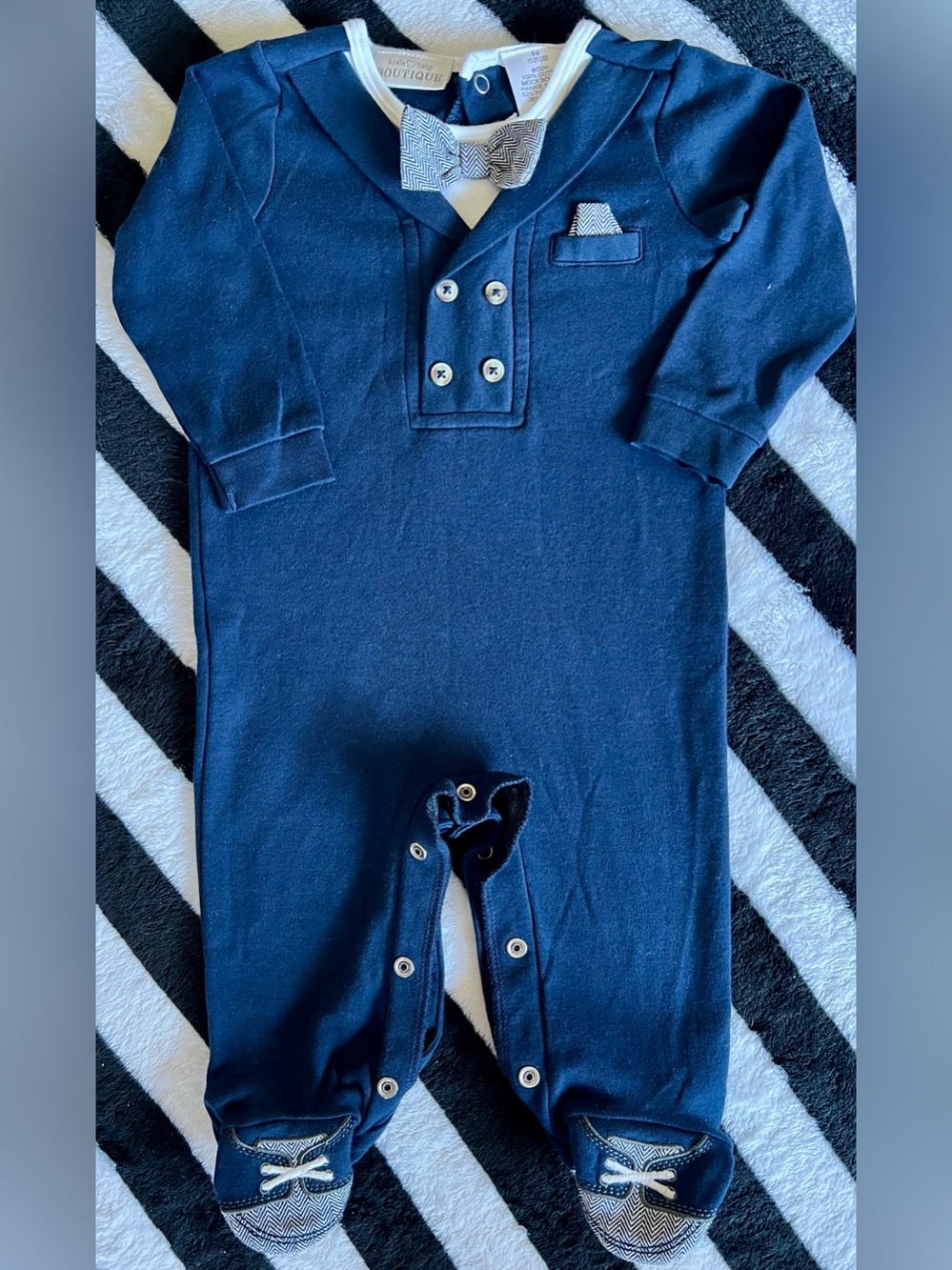 Koala Kids Navy Blue Bow-Tie One-Piece
